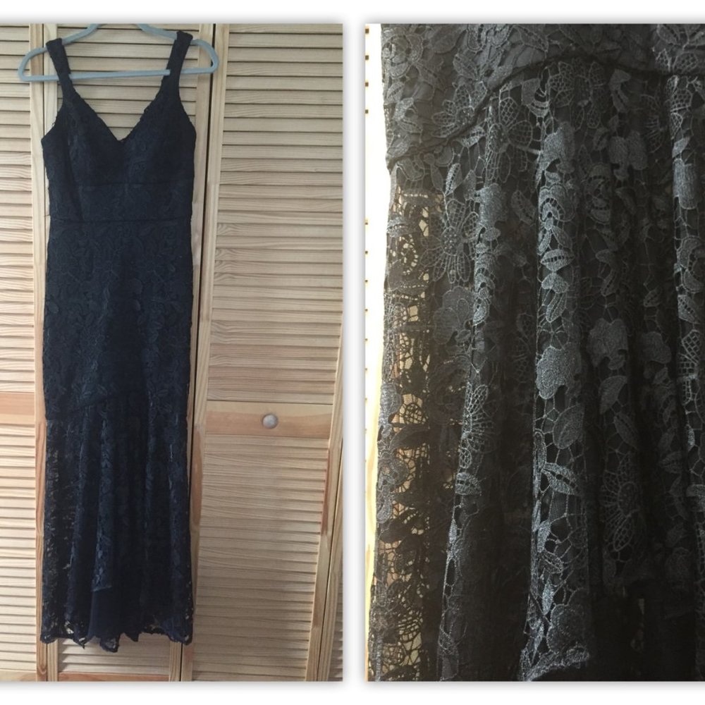 NICOLE MILLER LACE SHEER HEM GOWN Size 2 - Picture 5 of 16